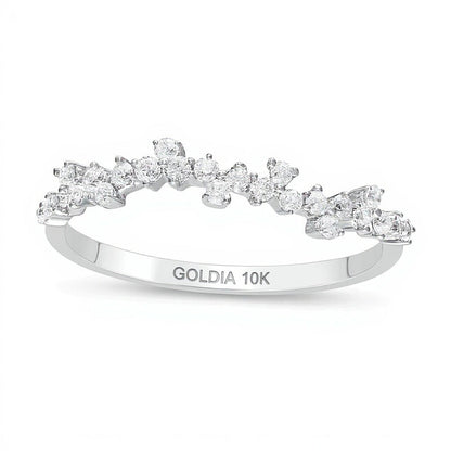 Memoire-Ring mit gestreuten Diamanten 0.25 ct. Gesamtgewicht in 10K Weißgold