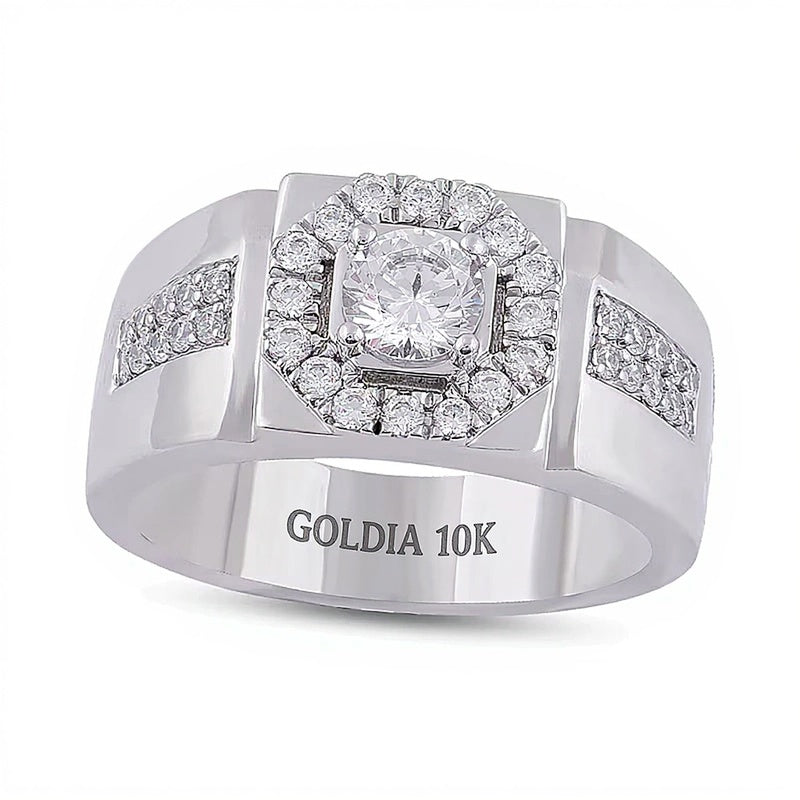 1.0 ct. Gesamtgewicht Diamant Signet-Ring mit achteckigem Rahmen in 10K Weißgold
