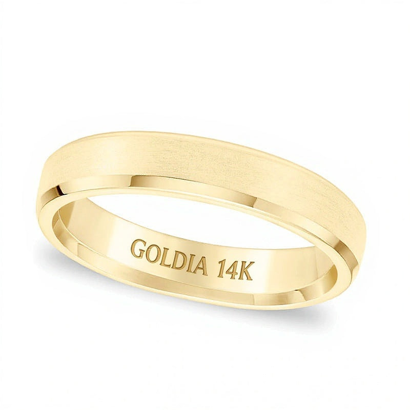 4,5mm Ehering mit Komfortschliff und gebürsteten, abgeschrägten Kanten in 14K Gelbgold
