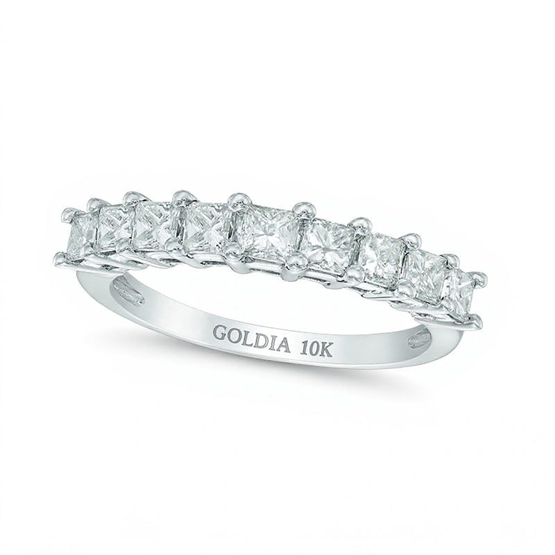 1.0 CT. Gesamtgewicht Diamant-Memoire-Ring im Princess-Schliff in 10K Weißgold