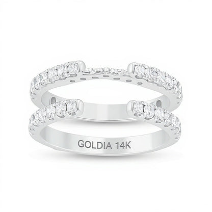 1.0 ct. Gesamtgewicht Diamant Cathedral Solitär-Enhancer Ring in 14K Weißgold