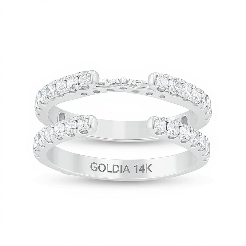1.0 ct. Gesamtgewicht Diamant Cathedral Solitär-Enhancer Ring in 14K Weißgold