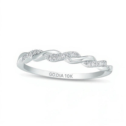0,05 ct. Gesamtgewicht Diamant Twist-Ehering in 10K Weißgold