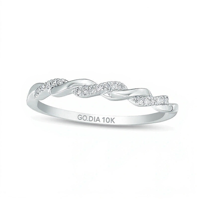0,05 ct. Gesamtgewicht Diamant Twist-Ehering in 10K Weißgold