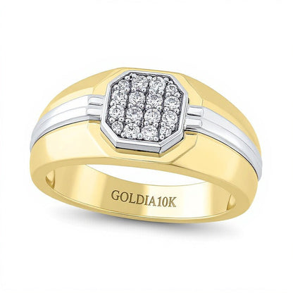0.25 ct. Gesamtgewicht Fashion-Ring mit weißen Diamanten im Rundschliff in 10K Gold zweifarbig