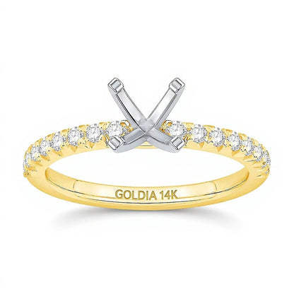 0.33 ct. Gesamtgewicht Diamant Solitär Fassung in 14K Gelbgold
