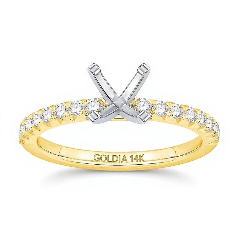 0.33 ct. Gesamtgewicht Diamant Solitär Fassung in 14K Gelbgold