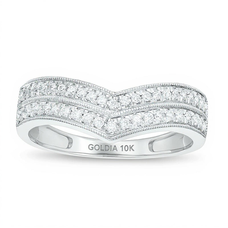 0.25 ct. Gesamtgewicht Diamant Chevron-Ehering zweireihig in 10K Weißgold