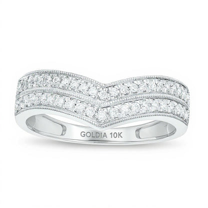 0.25 ct. Gesamtgewicht Diamant Chevron-Ehering zweireihig in 10K Weißgold