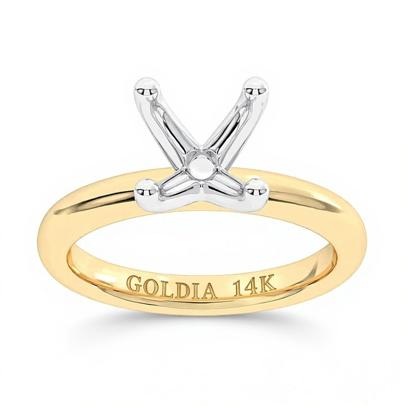 Klassische Vier-Krappen Solitär Fassung in 14K Gelbgold