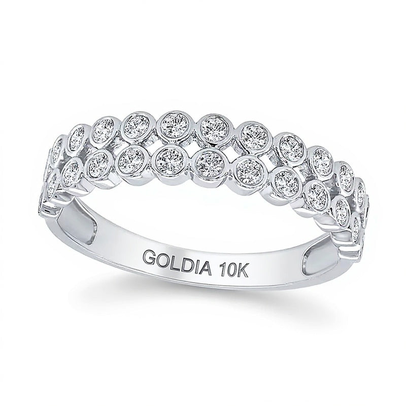 0.33 ct. Gesamtgewicht Diamant Ring mit Zargenfassung und Doppelreihe in 10K Weißgold