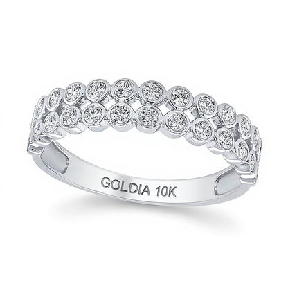 0.33 ct. Gesamtgewicht Diamant Ring mit Zargenfassung und Doppelreihe in 10K Weißgold