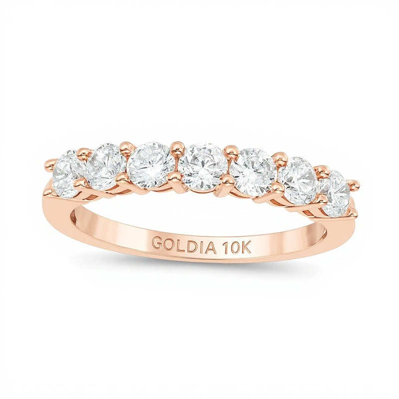 Memoire-Ring mit sieben Diamanten 1.0 ct. Gesamtgewicht in 10K Roségold