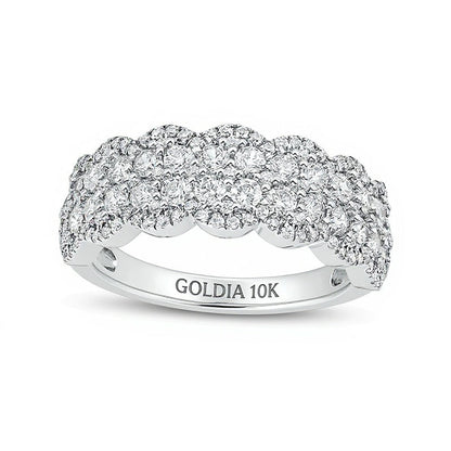 1.0 CT. TW Diamant-Ring mit doppelter Reihe und Bogenkante in 10K Weißgold