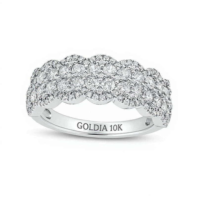 1.0 CT. TW Diamant-Ring mit doppelter Reihe und Bogenkante in 10K Weißgold