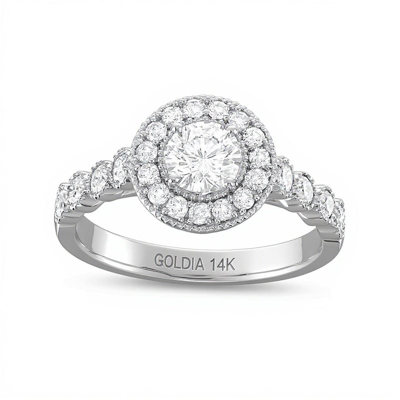 1,25 ct. Gesamtgewicht Diamant Halo-Verlobungsring in 14K Weißgold (I/I2)