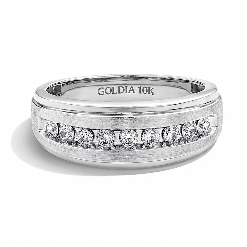 0.5 ct. Gesamtgewicht Diamant-Ring mit Stufenkante in 10K Weißgold