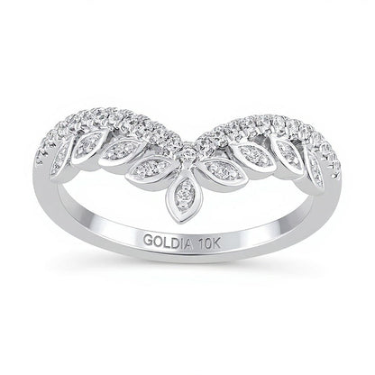 0.2 ct. Gesamtgewicht Ring mit Diamanten in Marquise-Fassung und Tiara-Kontur in 10K Weißgold