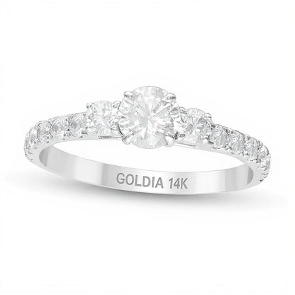 1.0 CT. TW Dreistein-Verlobungsring mit Diamanten in 14K Weißgold