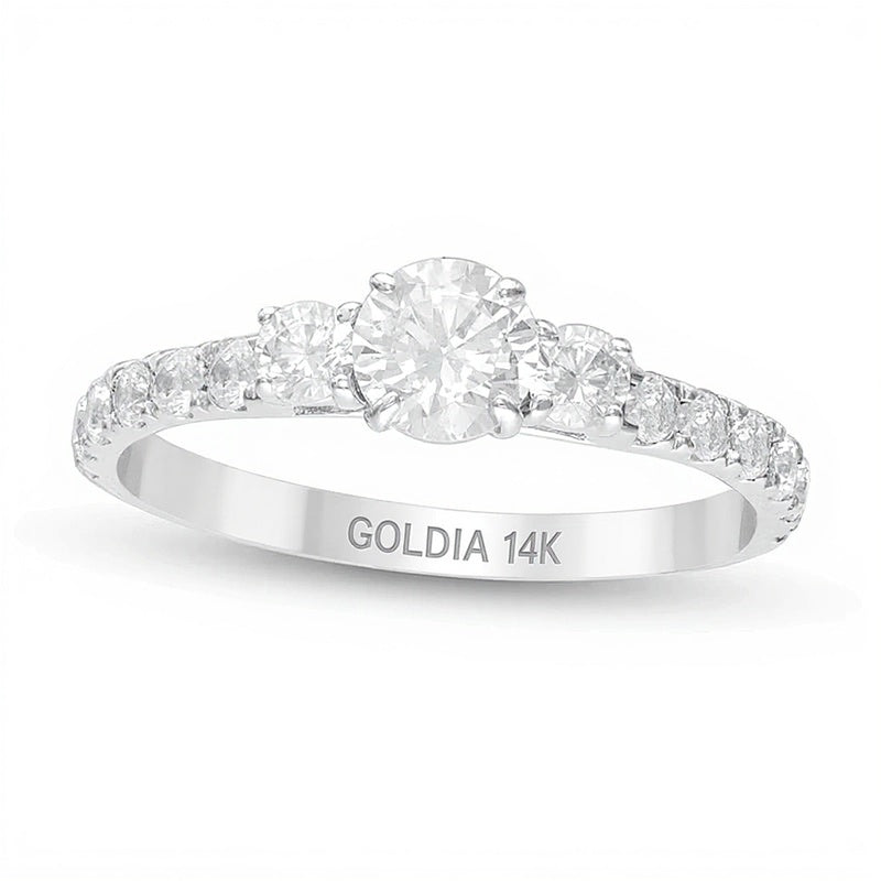 1.0 CT. TW Dreistein-Verlobungsring mit Diamanten in 14K Weißgold