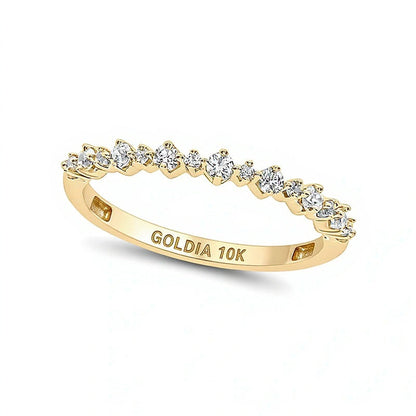 Memoire-Ring zum Stapeln mit runden weißen Diamanten 0.25 ct. Gesamtgewicht in 10K Gelbgold