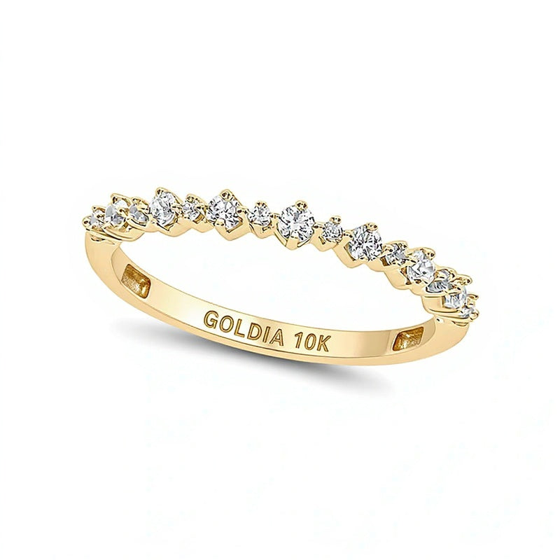 Memoire-Ring zum Stapeln mit runden weißen Diamanten 0.25 ct. Gesamtgewicht in 10K Gelbgold