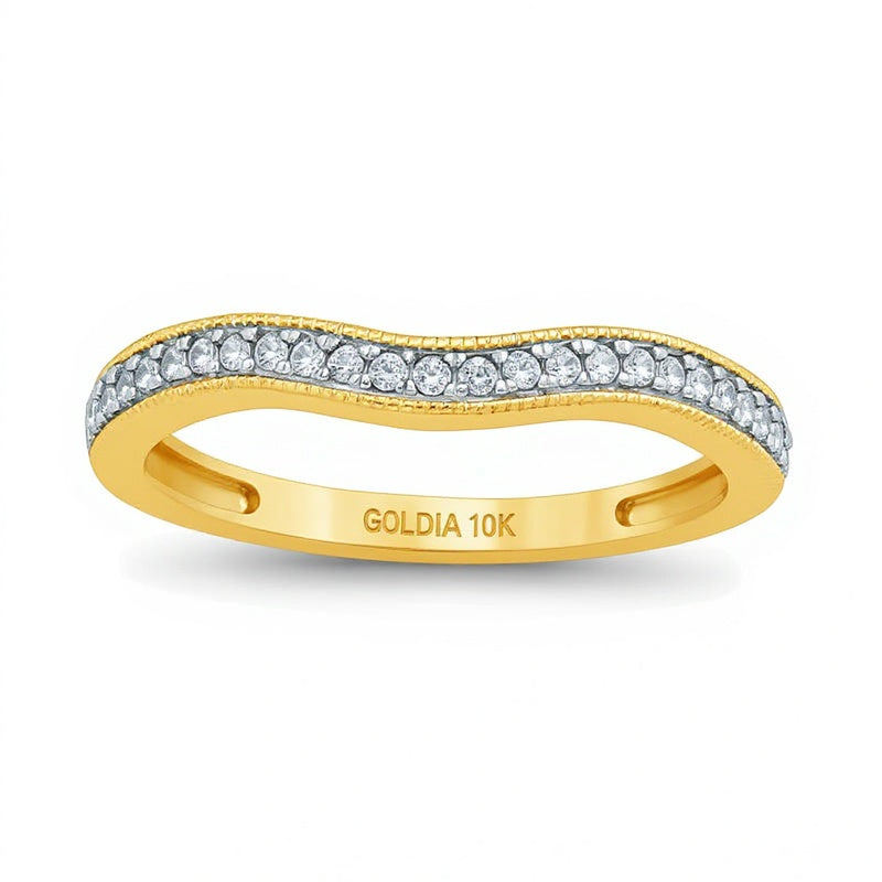 0.17 ct. Gesamtgewicht Diamant Ehering im Vintage-Stil mit Kontur in 10K Gelbgold