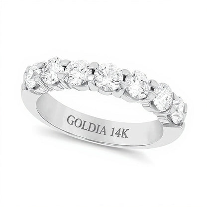 1.5 ct. Gesamtgewicht Diamant Memoire-Ring mit sieben Steinen in 14K Weißgold