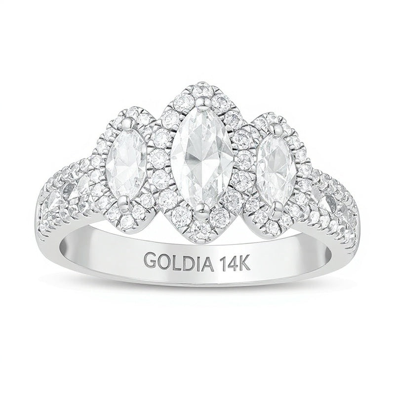 1.5 ct. Gesamtgewicht Marquise-Diamant Verlobungsring in 14K Weißgold (I/SI2)