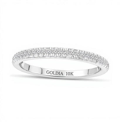 Memoire-Ring mit Diamanten 0.17 ct. Gesamtgewicht in 10K Weißgold