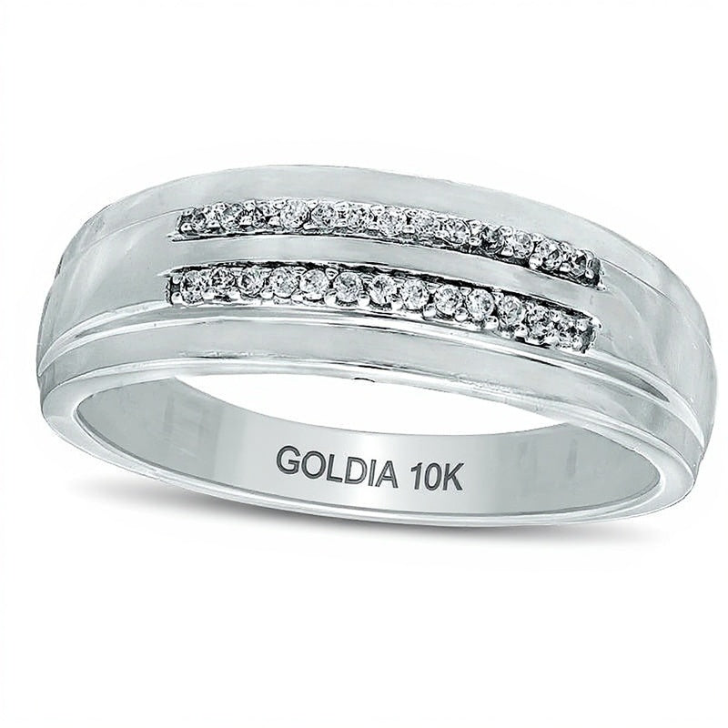 0.1 ct. Gesamtgewicht Diamant Ehering mit Doppelreihe in 10K Weißgold