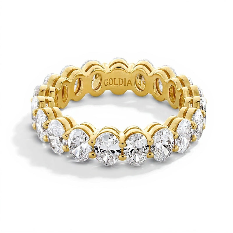 4.0 ct. Gesamtgewicht Memoire-Ring mit ovalen Labordiamanten in 14K Gelbgold (F/VS2) – Größe 5