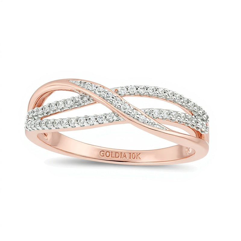 0.17 ct. Gesamtgewicht Diamant Memoire-Ring mit überkreuztem Layer-Design in 10K Roségold