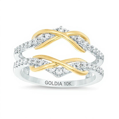 0.38 ct. Gesamtgewicht Diamant Infinity Chevron Solitär-Enhancer Ring in 10K Two-Tone Gold