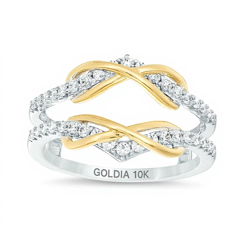 0.38 ct. Gesamtgewicht Diamant Infinity Chevron Solitär-Enhancer Ring in 10K Two-Tone Gold