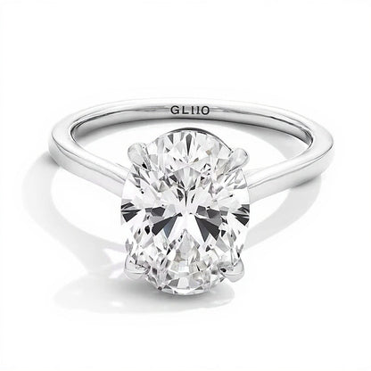 Solitär-Verlobungsring mit ovalem Labordiamant in Platin, 4.0 ct. Gesamtgewicht (F/VS2)