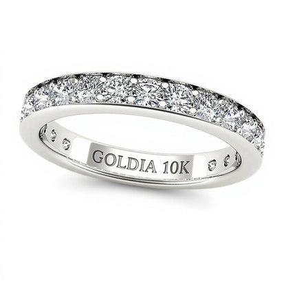 Ehering mit weißen Diamanten 1.0 ct. Gesamtgewicht in 10K Weißgold