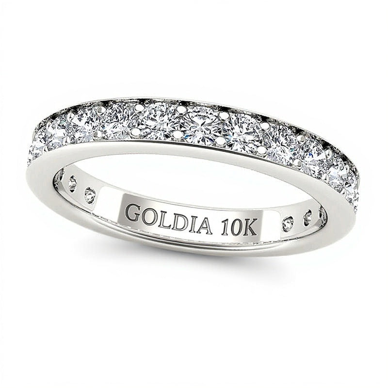 Ehering mit weißen Diamanten 1.0 ct. Gesamtgewicht in 10K Weißgold