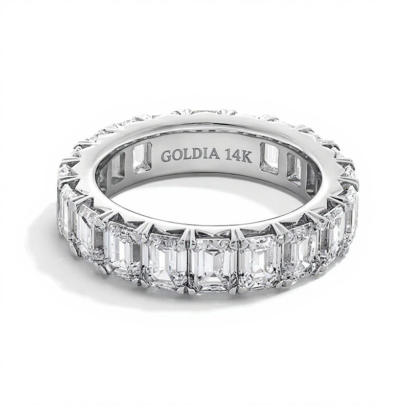 6.88 CT. TW Memoire-Ring mit Labordiamanten im Smaragdschliff in 14K Weißgold (F/VS2) - Größe 6