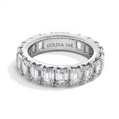 6.88 CT. TW Memoire-Ring mit Labordiamanten im Smaragdschliff in 14K Weißgold (F/VS2) - Größe 6