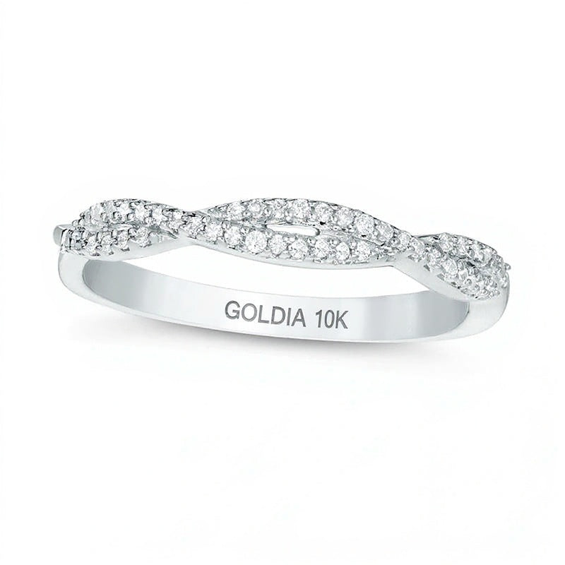 0.13 ct. Gesamtgewicht Diamant Twist Stapelring in 10K Weißgold