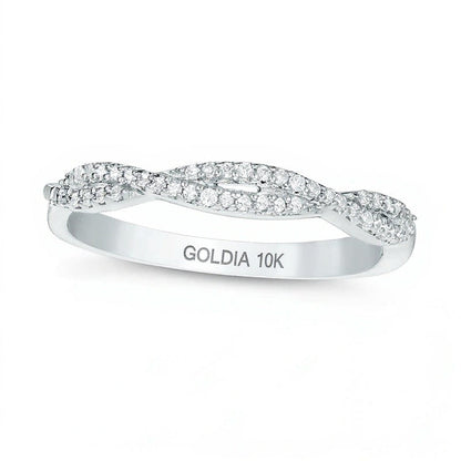 0.13 ct. Gesamtgewicht Diamant Twist Stapelring in 10K Weißgold