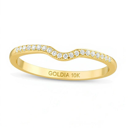 Ehering mit Diamanten 0.1 ct. Gesamtgewicht in 10K Gelbgold