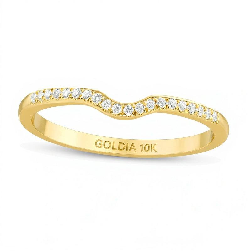 Ehering mit Diamanten 0.1 ct. Gesamtgewicht in 10K Gelbgold