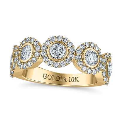 Memoire-Ring mit 5 Steinen aus Labordiamanten, 1.5 ct. Gesamtgewicht, in 10K Gelbgold (F/VS2)