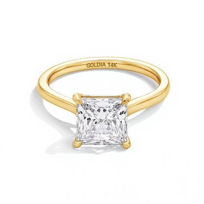 4.0 ct. Princess Labordiamant Solitär Verlobungsring in 14K Gelbgold (F/VS2)