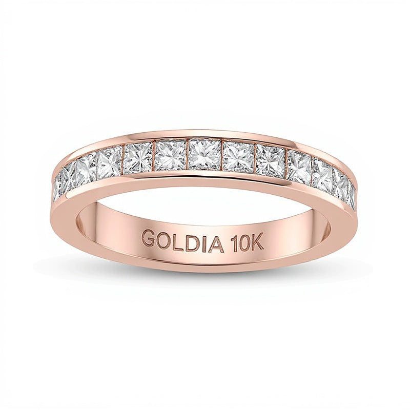 Memoire-Ring mit Diamanten im Princess-Schliff 1.0 ct. Gesamtgewicht in 10K Roségold
