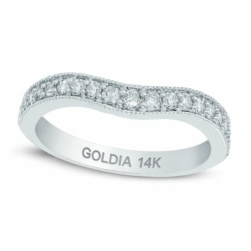 0,33 ct. Gesamtgewicht Diamant Memoire-Ring im Vintage-Stil mit Konturform in 14K Weißgold