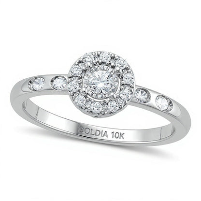 Halo-Ring mit Diamanten 0,25 ct. Gesamtgewicht in 10K Weißgold