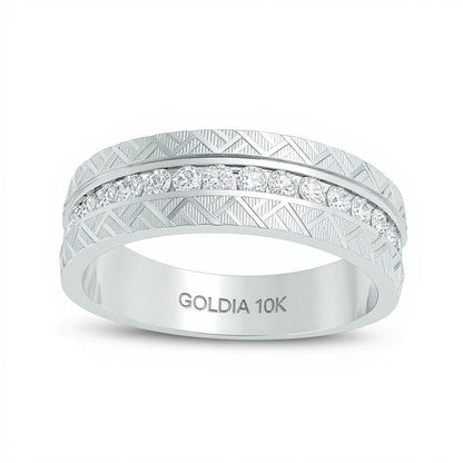 0.5 ct. Gesamtgewicht Diamant-Ehering im Zickzack-Muster aus 10K Weißgold